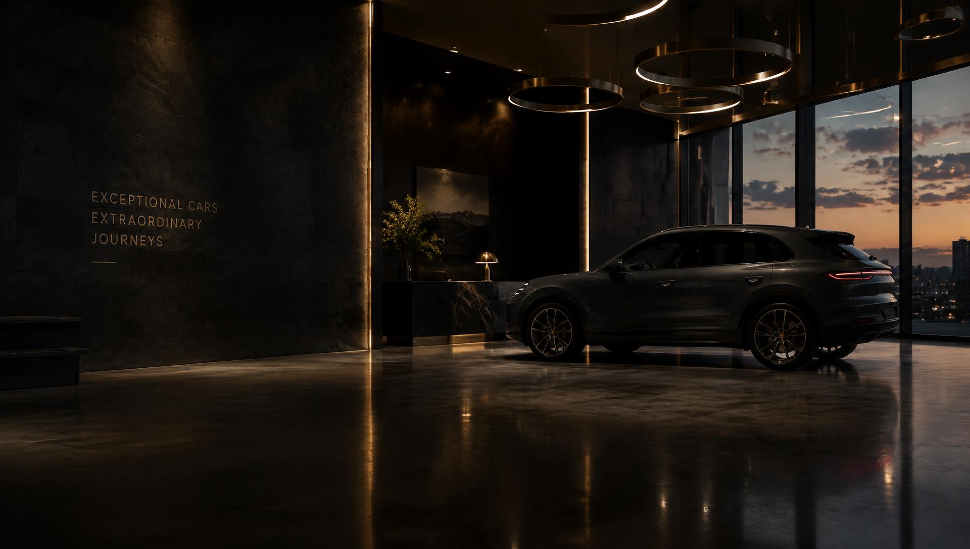 Oakstone showroom at dusk
